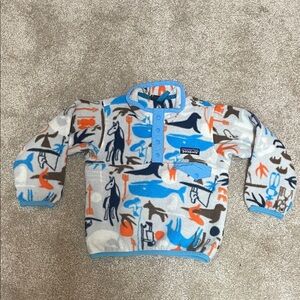Patagonia Baby Lightweight Synchilla Snap-T Pullover Blue and Orange 2T